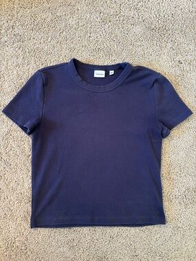 Sunday Best Navy Crewneck Short Sleeve Baby Tee